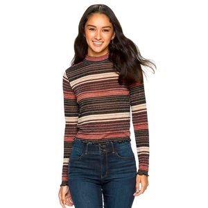 Long Sleeve Striped Glittery Top